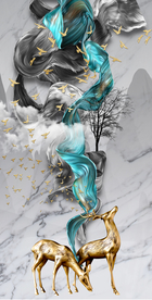 丝带麋鹿晶瓷画