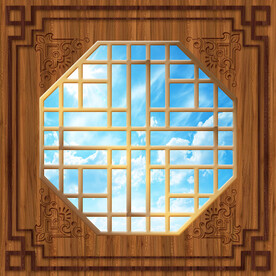 木纹中式天空吊顶