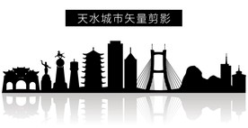 天水城市矢量剪影