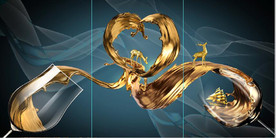 现代晶瓷金色酒杯杯饮餐厅装饰画