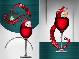 现代晶瓷酒杯餐饮餐厅装饰画