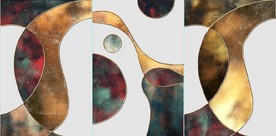 晶瓷金色抽象几何装饰无框画