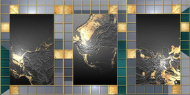 晶瓷金色抽象几何油画装饰画