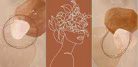 侘寂风抽象几何美女装饰无框画