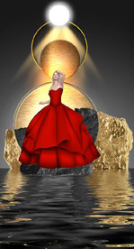 新中式晶瓷金色美女光影背景墙