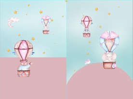 水彩大象热熊儿童房装饰画