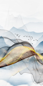 丝带山水装饰画