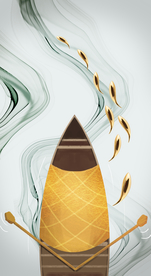 小船鱼群金箔画