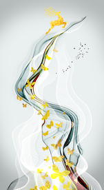 麋鹿蝴蝶晶瓷画