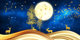 梦幻麋鹿晶瓷画