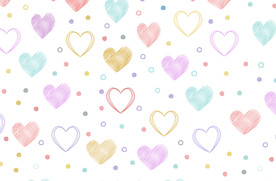 儿童手绘涂鸦爱心连续图案