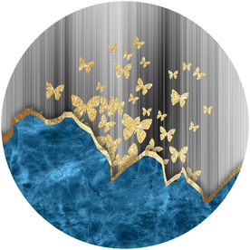 金色蝴蝶玄关圆形装饰画