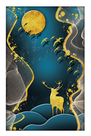 抽象麋鹿晶瓷画