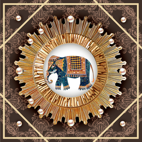 珐琅彩大象晶瓷画