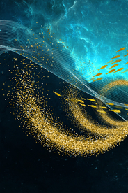 海洋鱼群金箔画