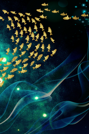 梦幻金色鱼群装饰画