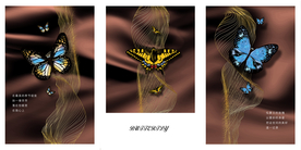 金色蝴蝶玄关三联画