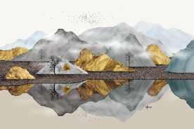 金色山水装饰画