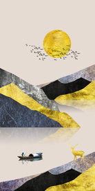 山水晶瓷玄关画