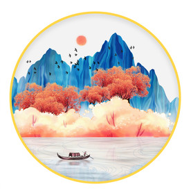 圆形装饰画  油画风景