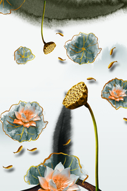 荷花莲蓬装饰画