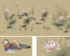 手绘超高清荷花背景墙