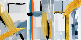 抽象笔触油画三联画