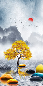 玄关画 石来远转