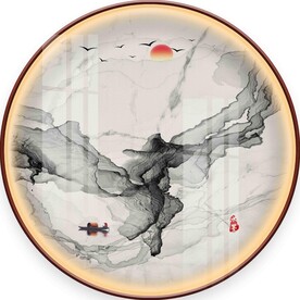 新中式意境水墨山水装饰画图片