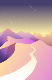 唯美手绘山脉插画