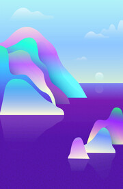 唯美手绘冰川插画