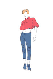 简笔手绘速写模特人物