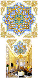 轻奢黄金花纹天顶壁画