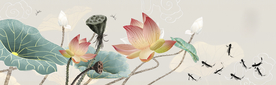 荷花九鱼图