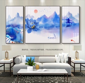 新中式水墨山水画客厅装饰画挂画