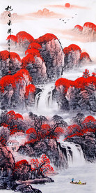 旭日东升 山水画