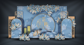 蓝色新中式迎宾区
