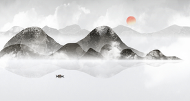 水墨山水画 新中式  源分层