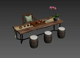 中式茶桌3d模型