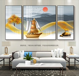 轻奢风一帆风顺客厅装饰画挂画