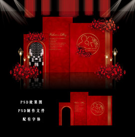 红色婚礼背景图片