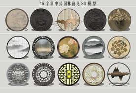 新中式园林窗花