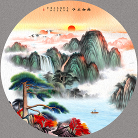 鸿运当头泰山日出画