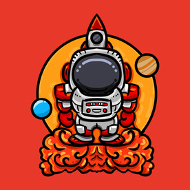 手绘卡通太空人插画