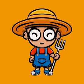 手绘卡通农民形象插画素材