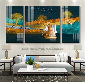 轻奢风一帆风顺客厅装饰画挂画