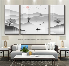 禅意山水画客厅装饰画挂画无框画