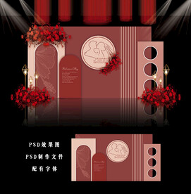 红色婚礼背景图片