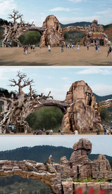 风景区假山古树大门效果图
