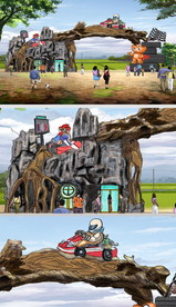 卡丁车主题假山仿树大门设计方案